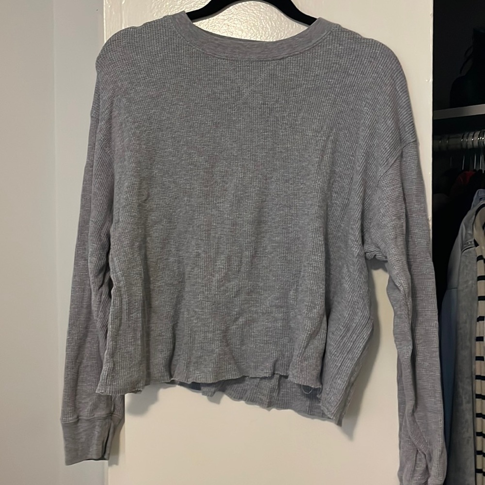 Brandy Melville grey waffle long sleeve